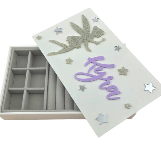 Personalized Fairy Keepsake Box - Glitter & Stars Design
