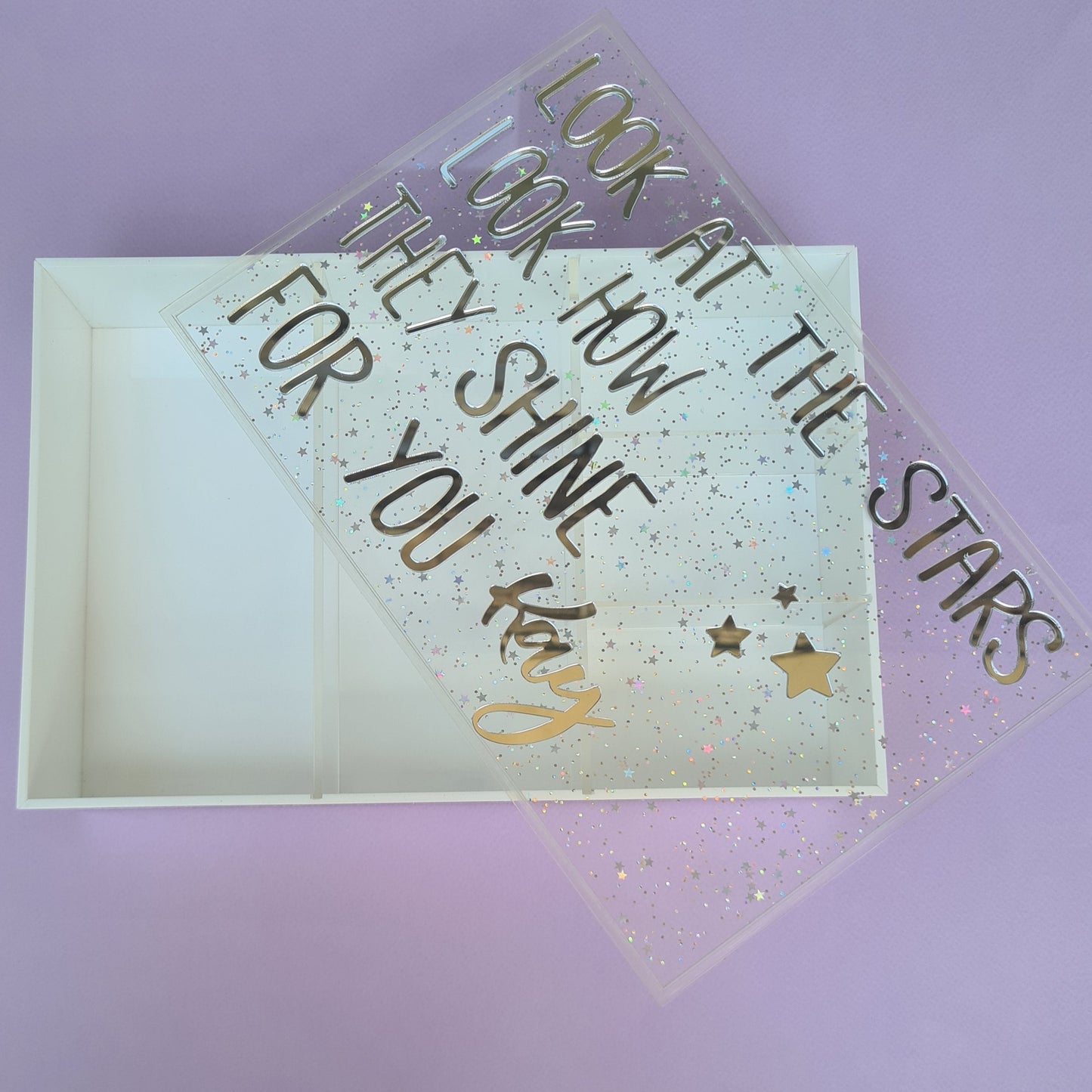 Personalized White Storage Box – “Look at the Stars”