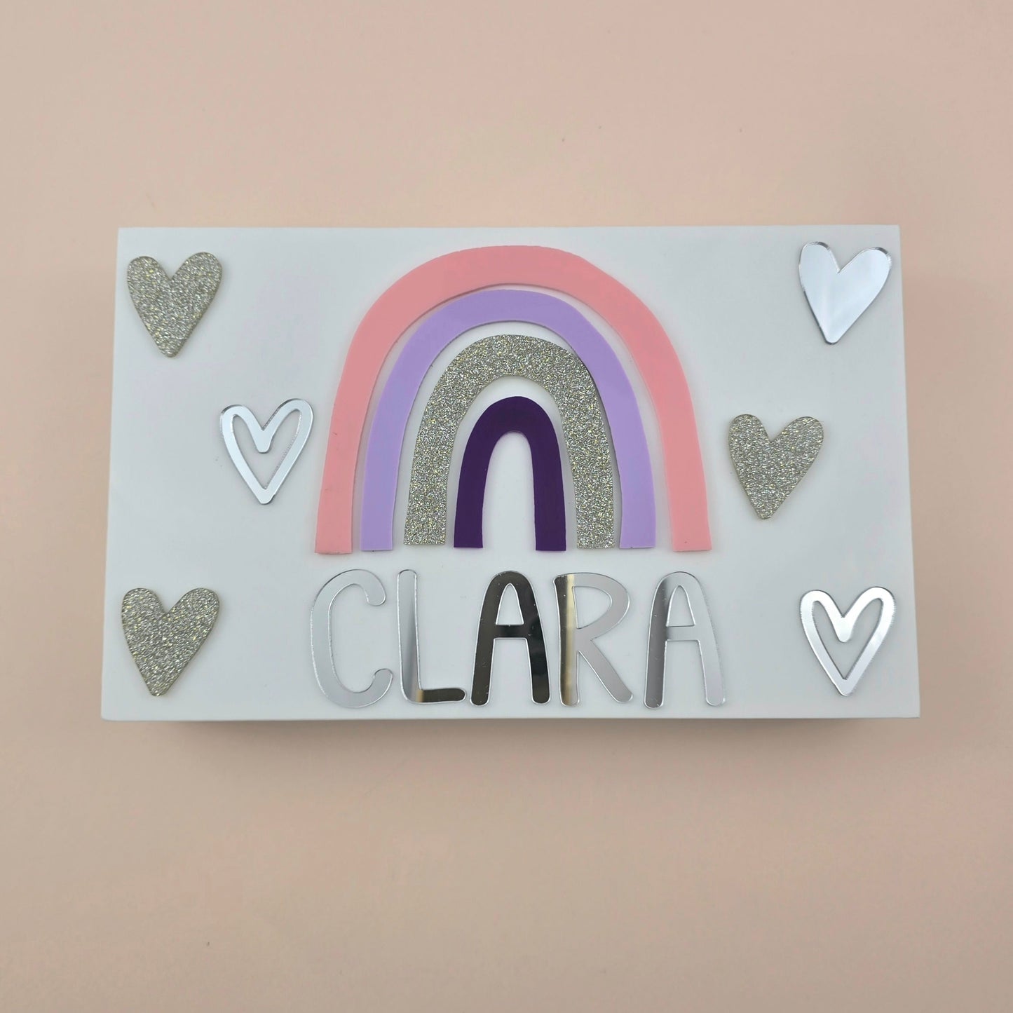 Rainbow & Hearts Personalized Keepsake Box