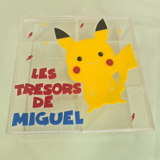 Personalized Kids' Treasure Box – Square Pikachu Theme