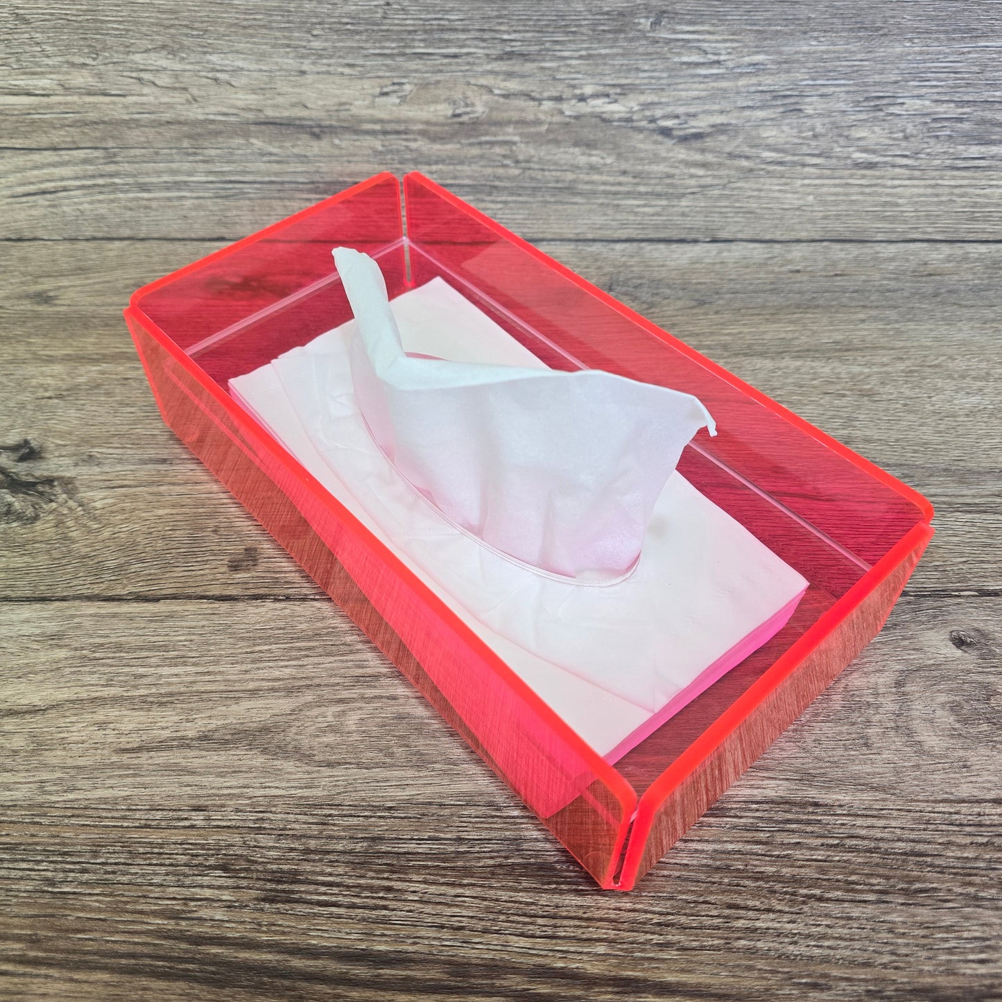Modern Plexiglass Tissue Box – Pink Fluo