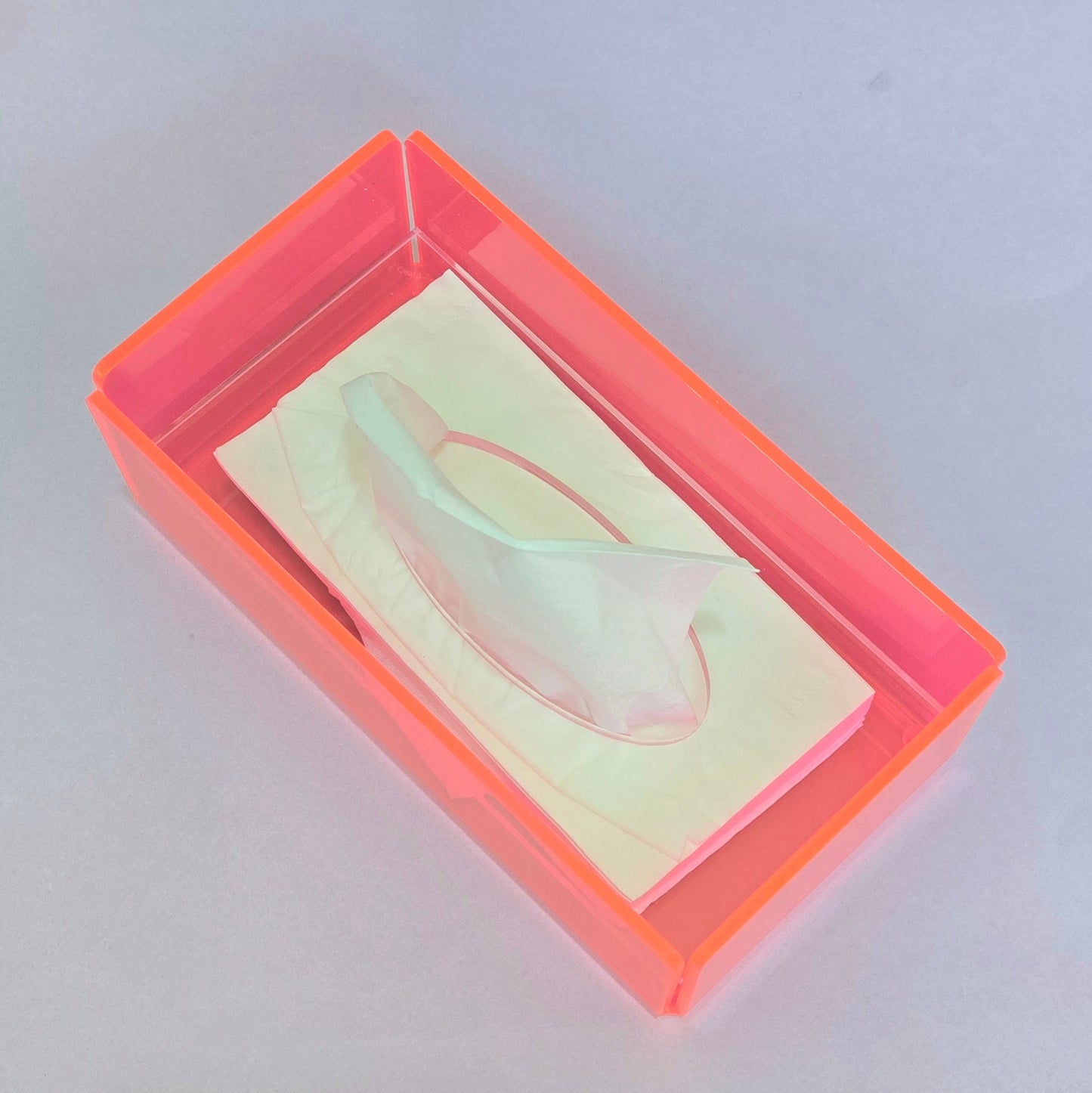 Modern Plexiglass Tissue Box – Pink Fluo