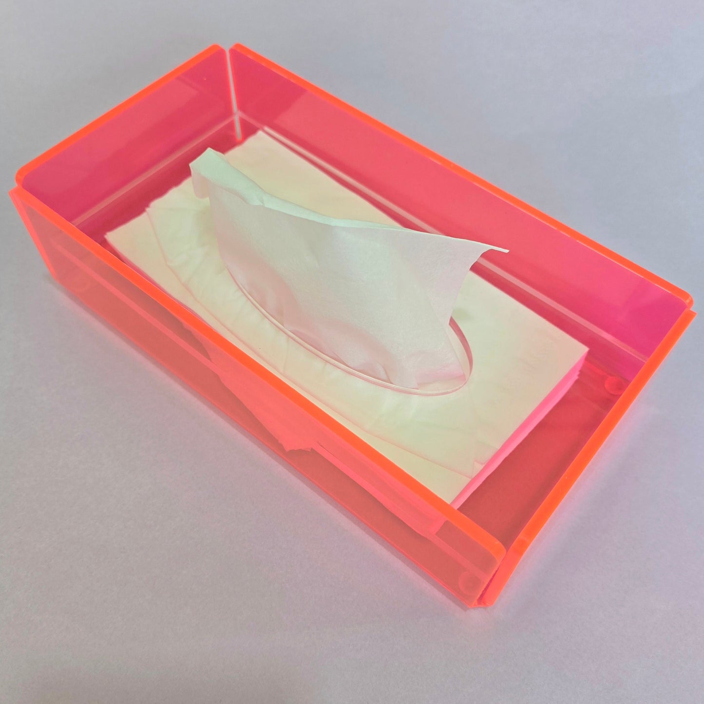 Modern Plexiglass Tissue Box – Pink Fluo