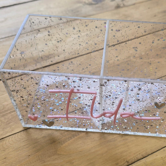 Personalized Glitter Plexiglass Pen Holder and Desk Organizer