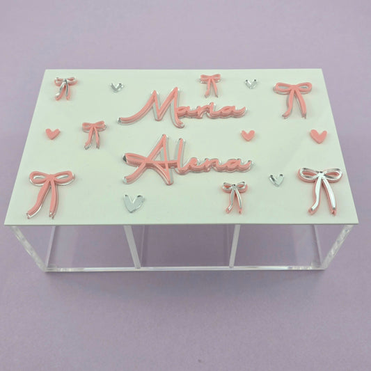 Personalized Bow-Themed Keepsake Box