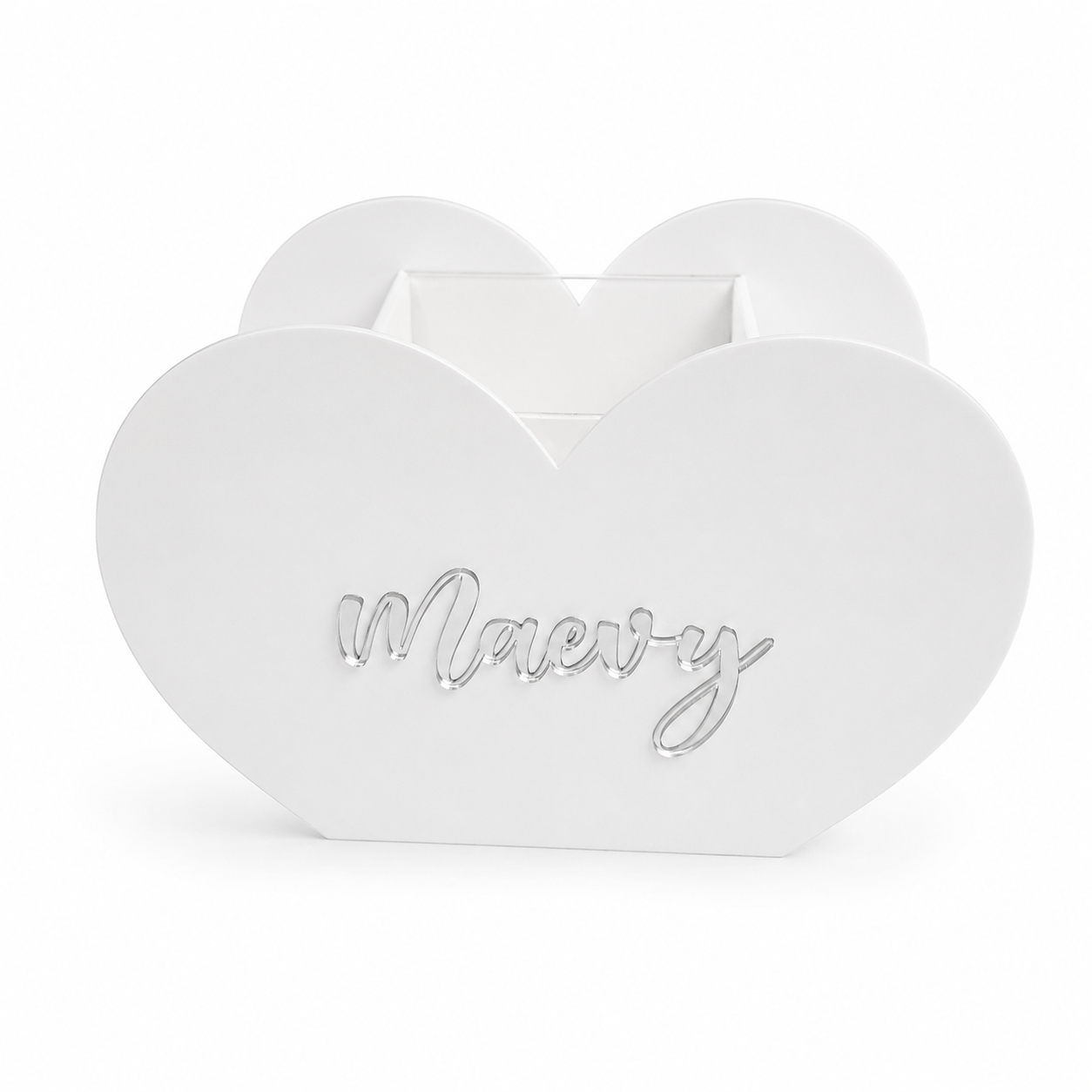 Personalized Heart-Shaped Plexiglass Pen Holder