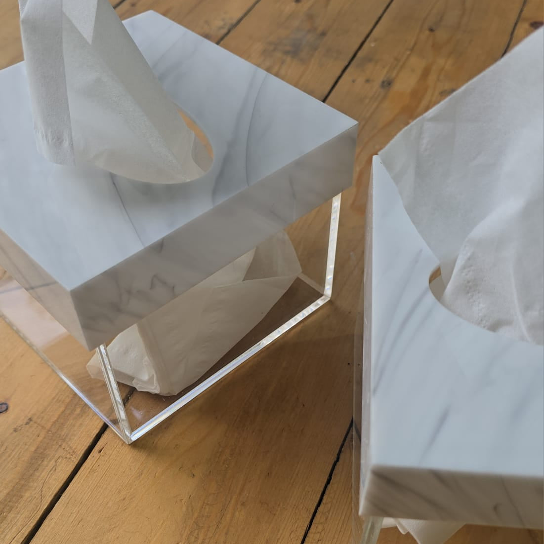 Marble Plexi Square Tissue Box