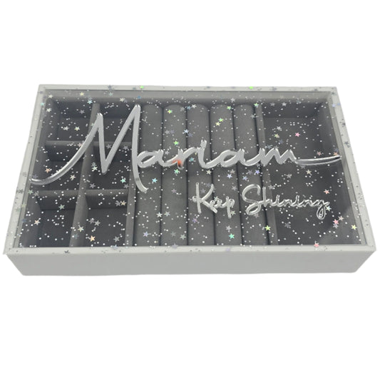 Personalized Starry Jewelry Box – Custom Name | Velvet Organizer for Rings & Accessories