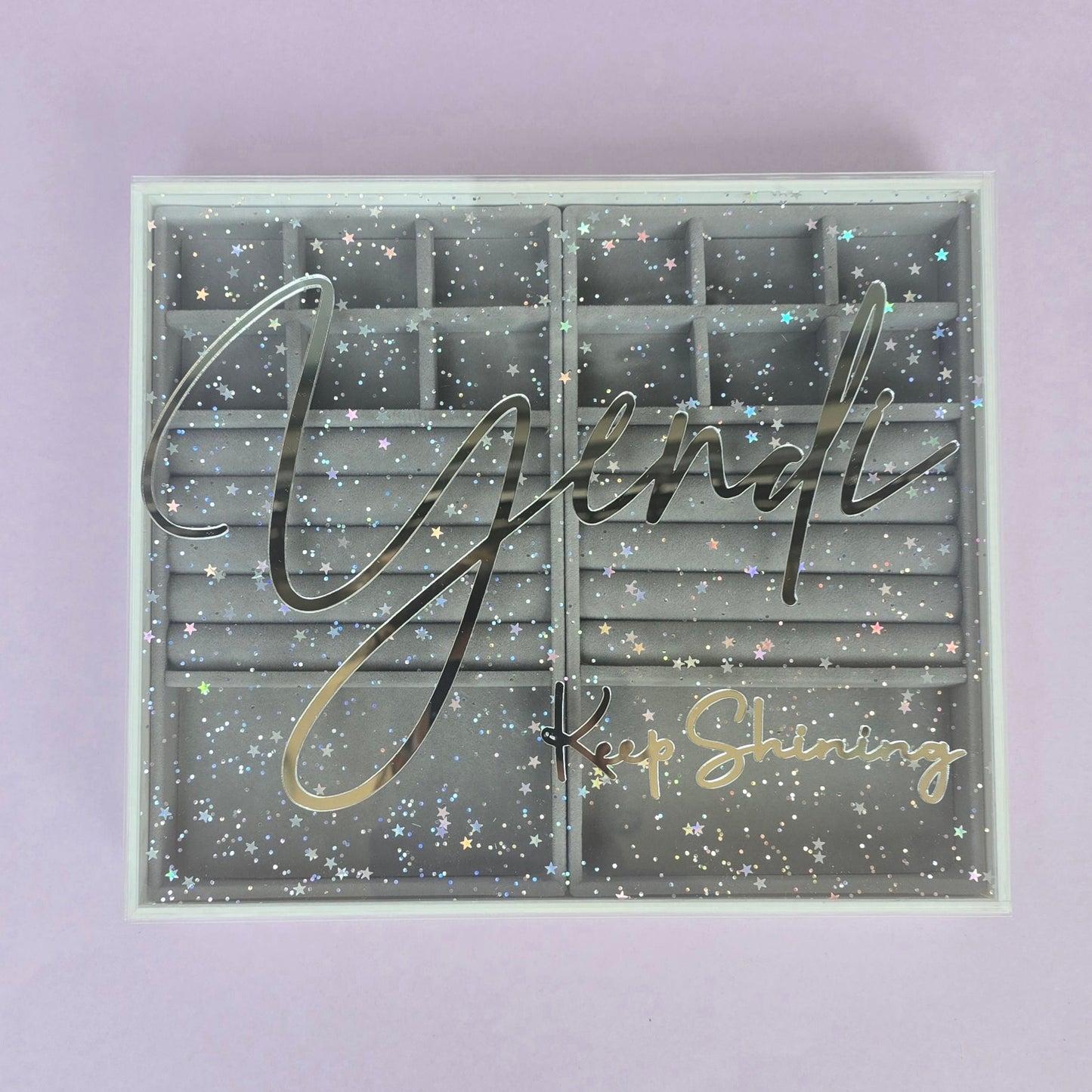Double Jewelry Box – Plexi Glitter Finish with Velvet Interior