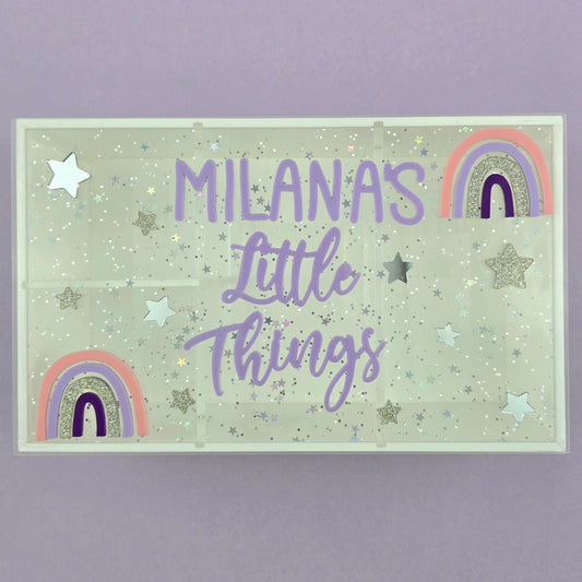 Personalized Glitter Star & Rainbow Keepsake Box