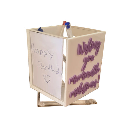 Personalized Rotating Plexiglass Pen Holder with Photo and Whiteboard