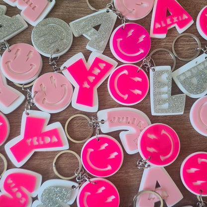 Personalized Initial Keychain with Custom Motif