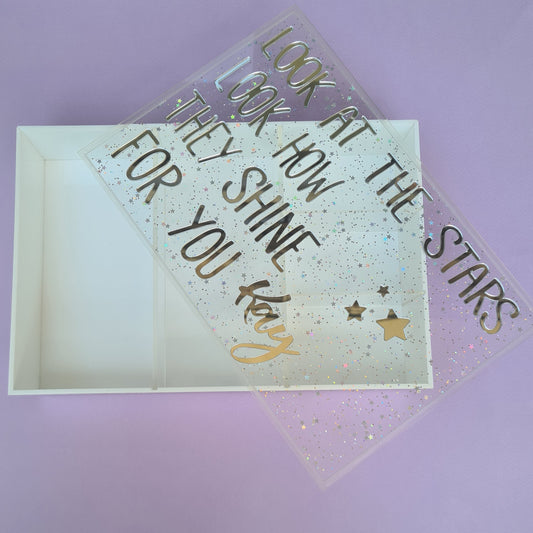 Personalized White Storage Box – “Look at the Stars”