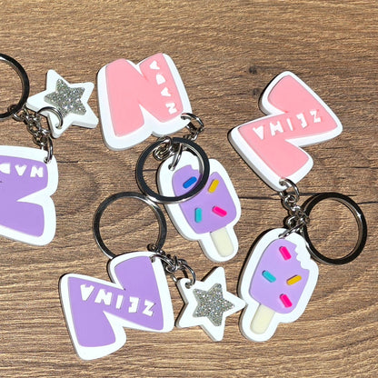 Personalized Initial Keychain with Custom Motif
