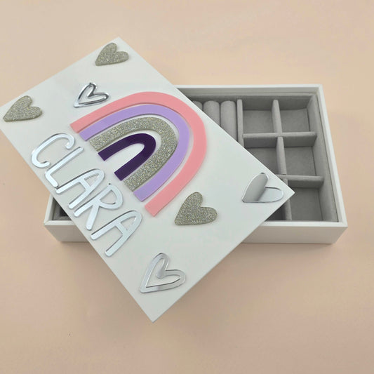 Rainbow & Hearts Personalized Keepsake Box