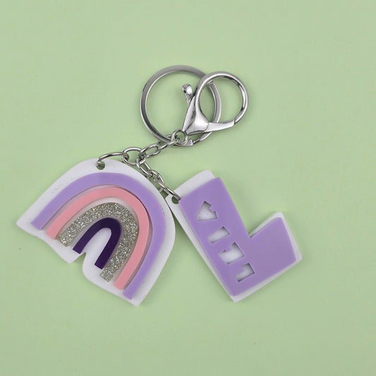Rainbow and Name Keychain