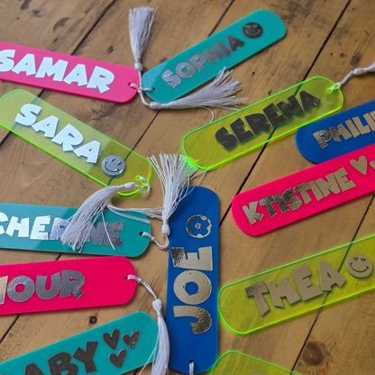Personalized Acrylic Bookmarks – Custom Names and Colors