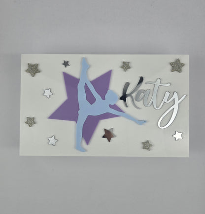 Personalized Plexiglass Jewelry and Accessory Box – Gymnast Theme