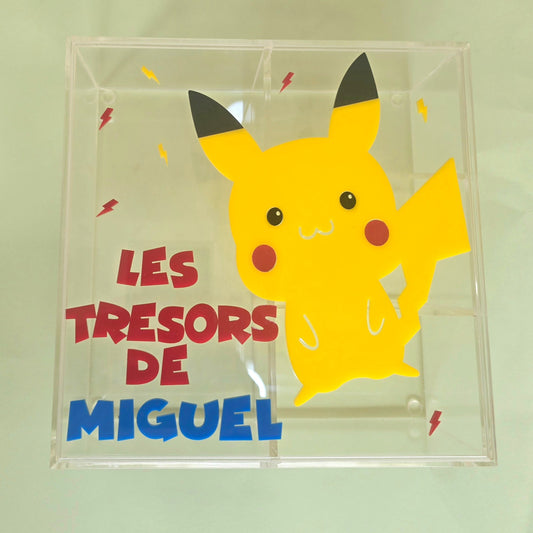 Personalized Kids' Treasure Box – Square Pikachu Theme