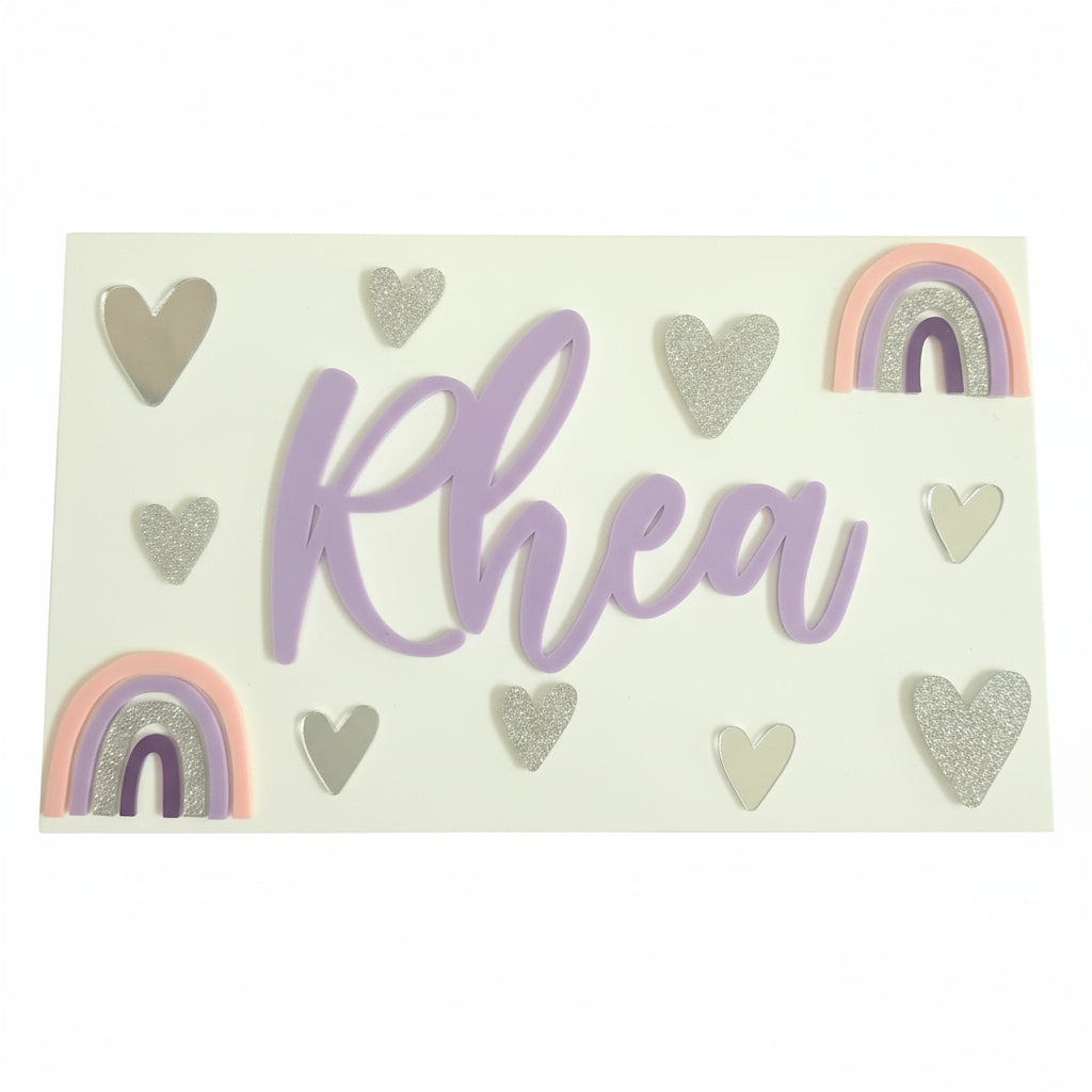 Celestial-Themed Personalized Plexiglass Jewelry and Accessory Box with hearts