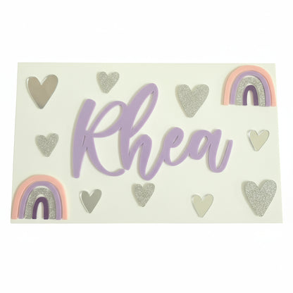 Celestial-Themed Personalized Plexiglass Jewelry and Accessory Box with hearts