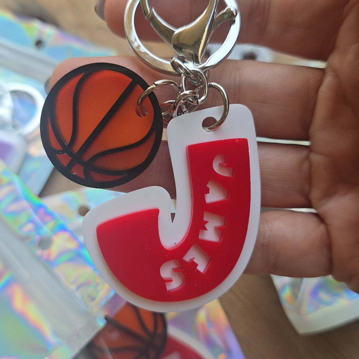 Personalized Initial Keychain with Custom Motif