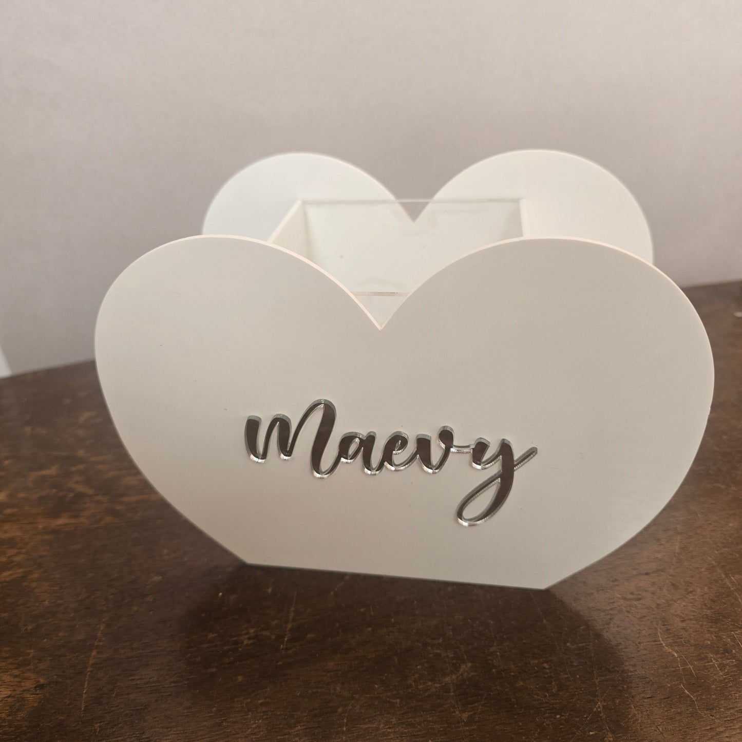 Personalized Heart-Shaped Plexiglass Pen Holder