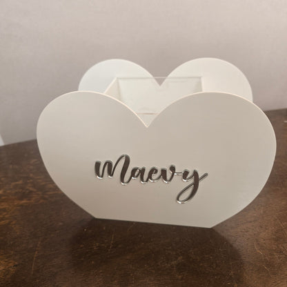 Personalized Heart-Shaped Plexiglass Pen Holder