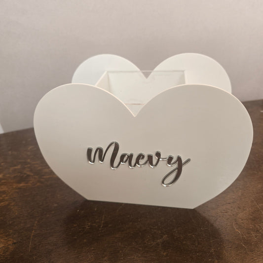 Personalized Heart-Shaped Plexiglass Pen Holder