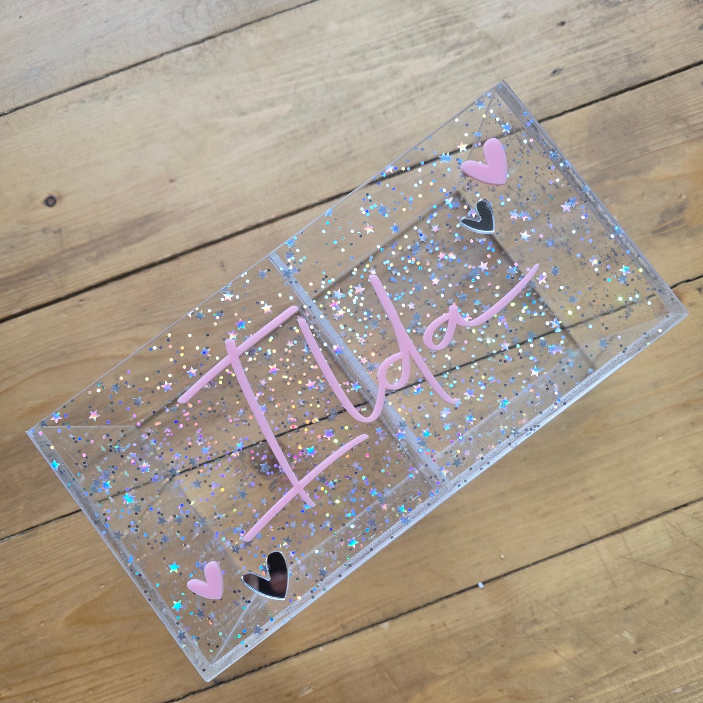 Personalized Glitter Plexiglass Pen Holder and Desk Organizer