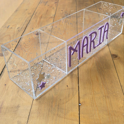 Personalized Glitter Plexiglass Pen Holder and Desk Organizer