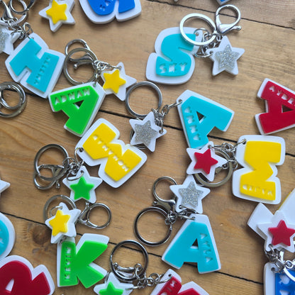 Personalized Initial Keychain with Custom Motif