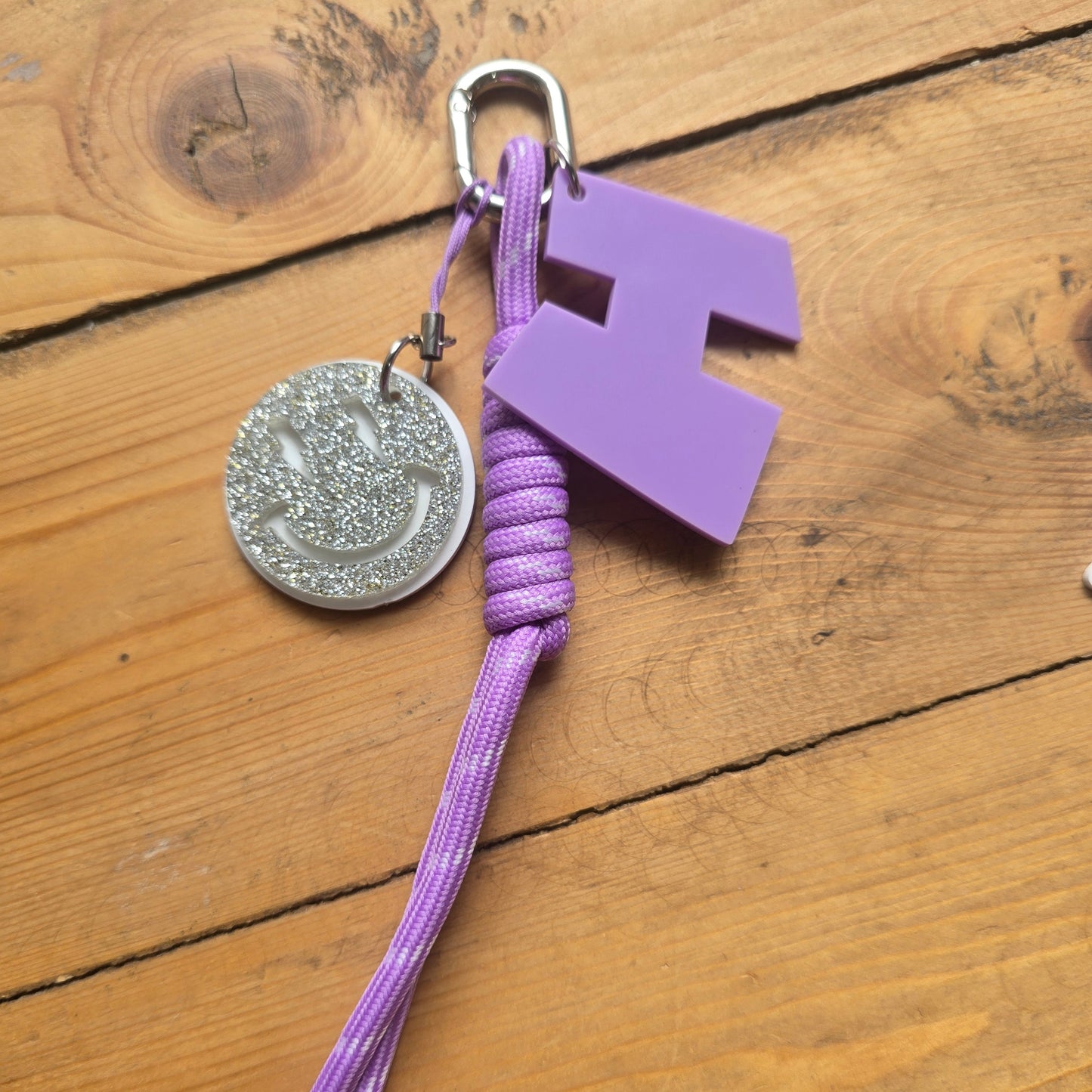 Personalized Initial Rope Keychain – Custom Acrylic Bag Charm