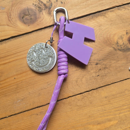 Personalized Initial Rope Keychain – Custom Acrylic Bag Charm