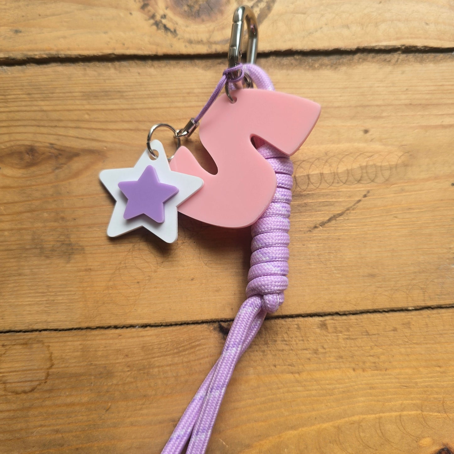 Personalized Initial Rope Keychain – Custom Acrylic Bag Charm