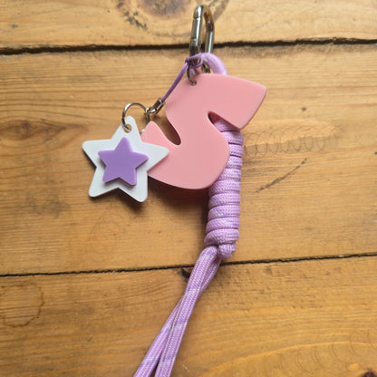 Personalized Initial Rope Keychain – Custom Acrylic Bag Charm
