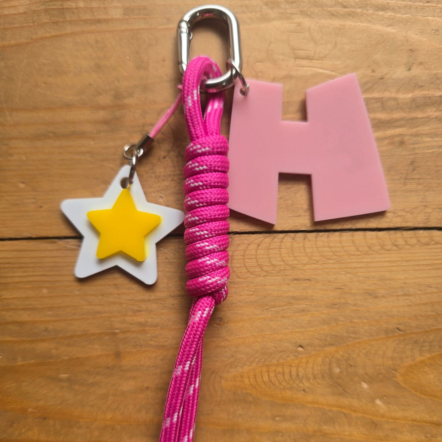 Personalized Initial Rope Keychain – Custom Acrylic Bag Charm