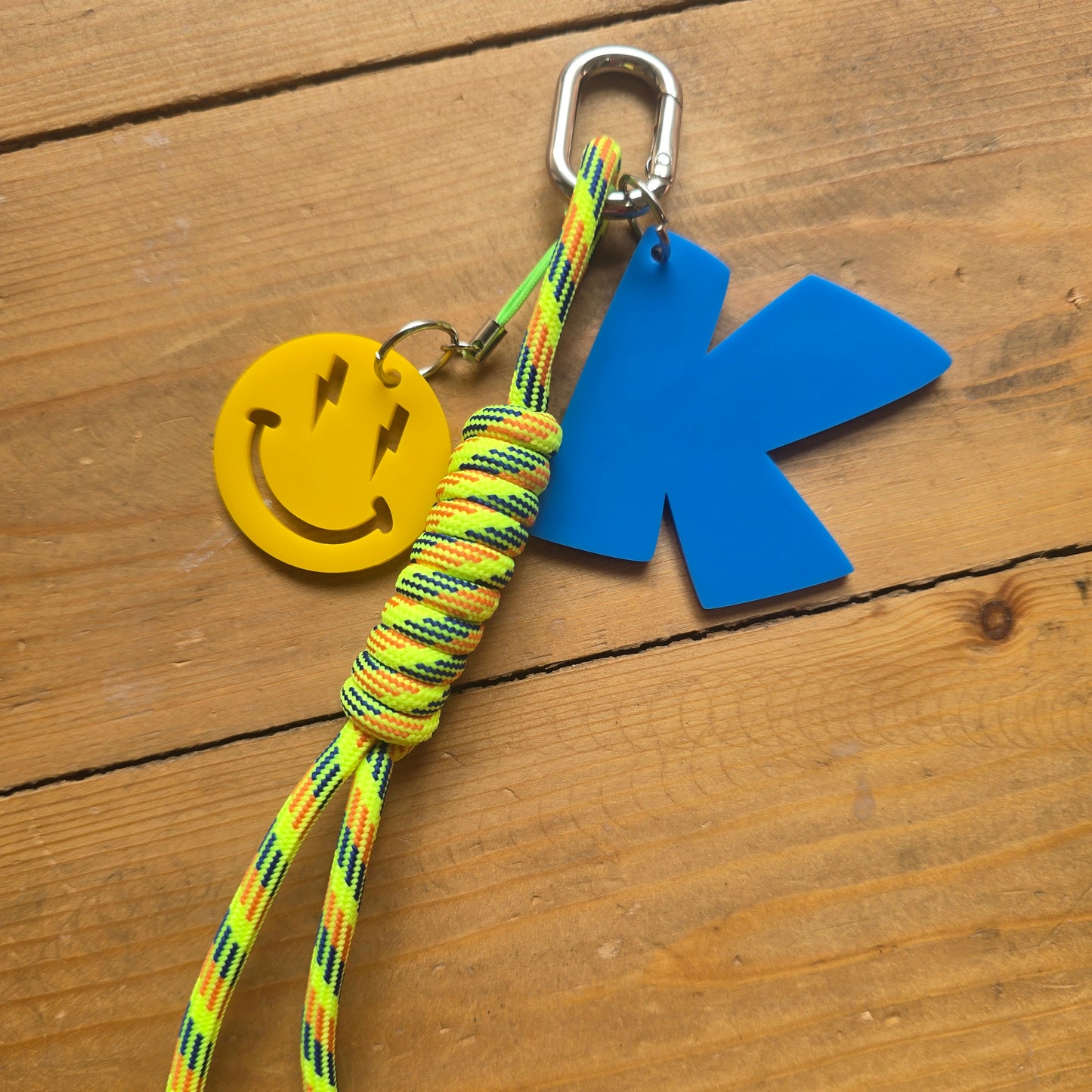 Personalized Initial Rope Keychain – Custom Acrylic Bag Charm
