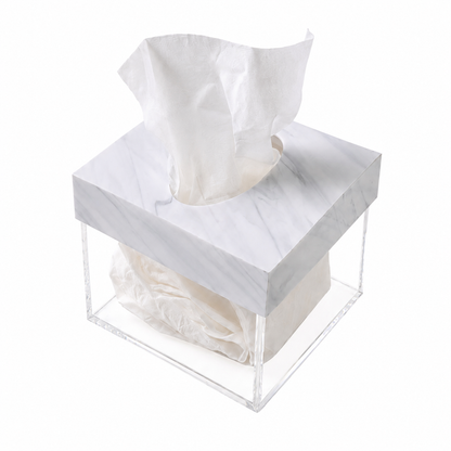 Marble Plexi Square Tissue Box