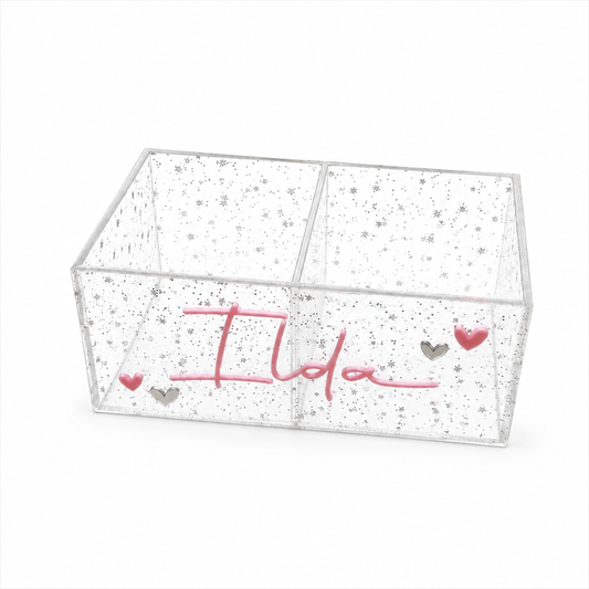 Personalized Glitter Plexiglass Pen Holder and Desk Organizer
