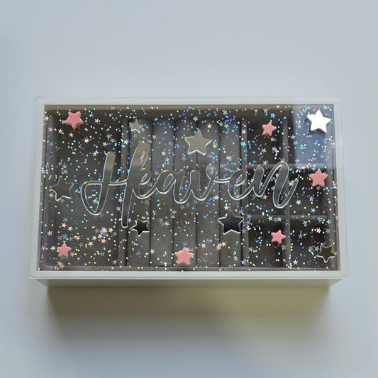 Personalized Pink Stars Plexiglass Jewelry Box