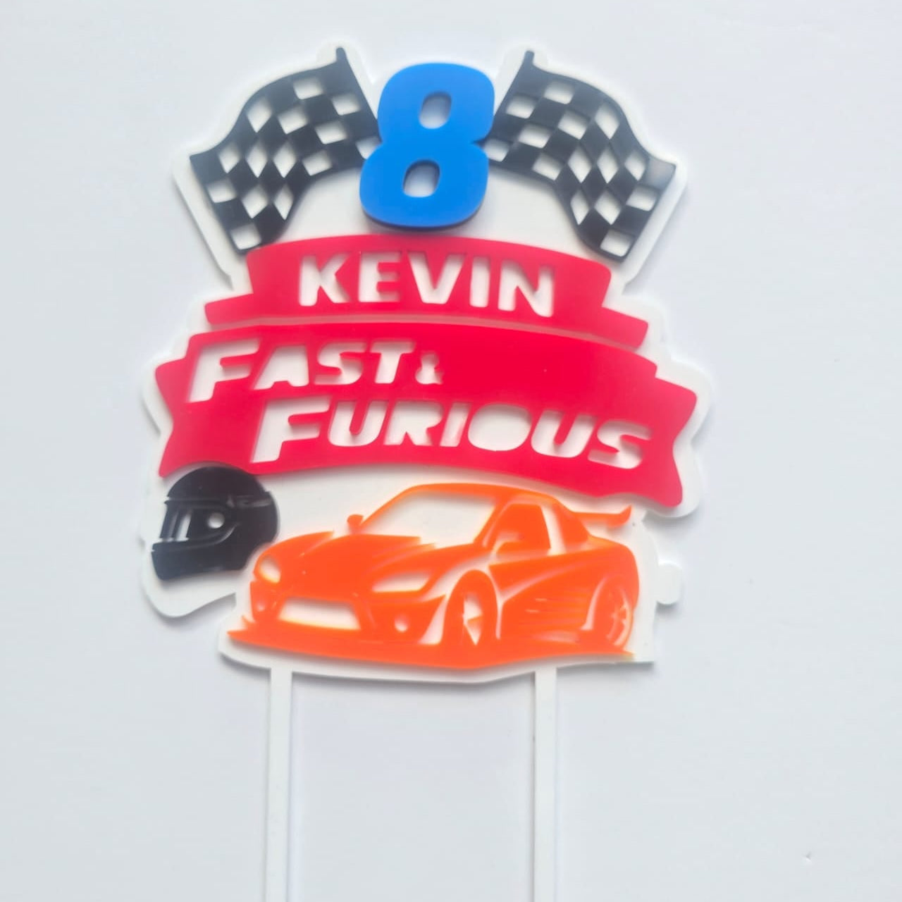 Fast and Furious Acrylic Cake Topper – Personalized Racing Theme