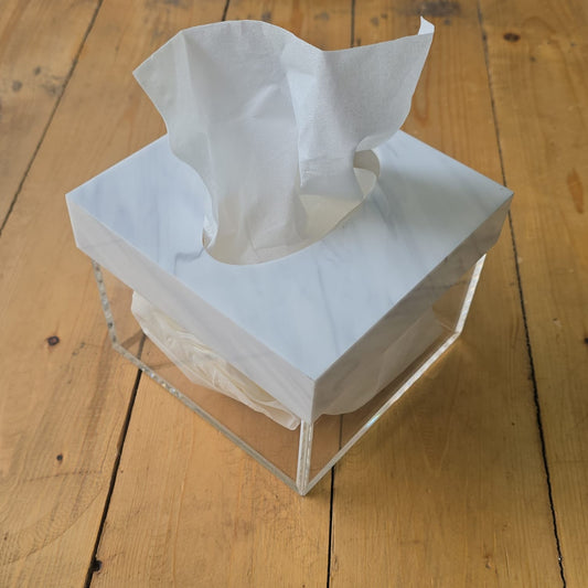Marble Plexi Square Tissue Box