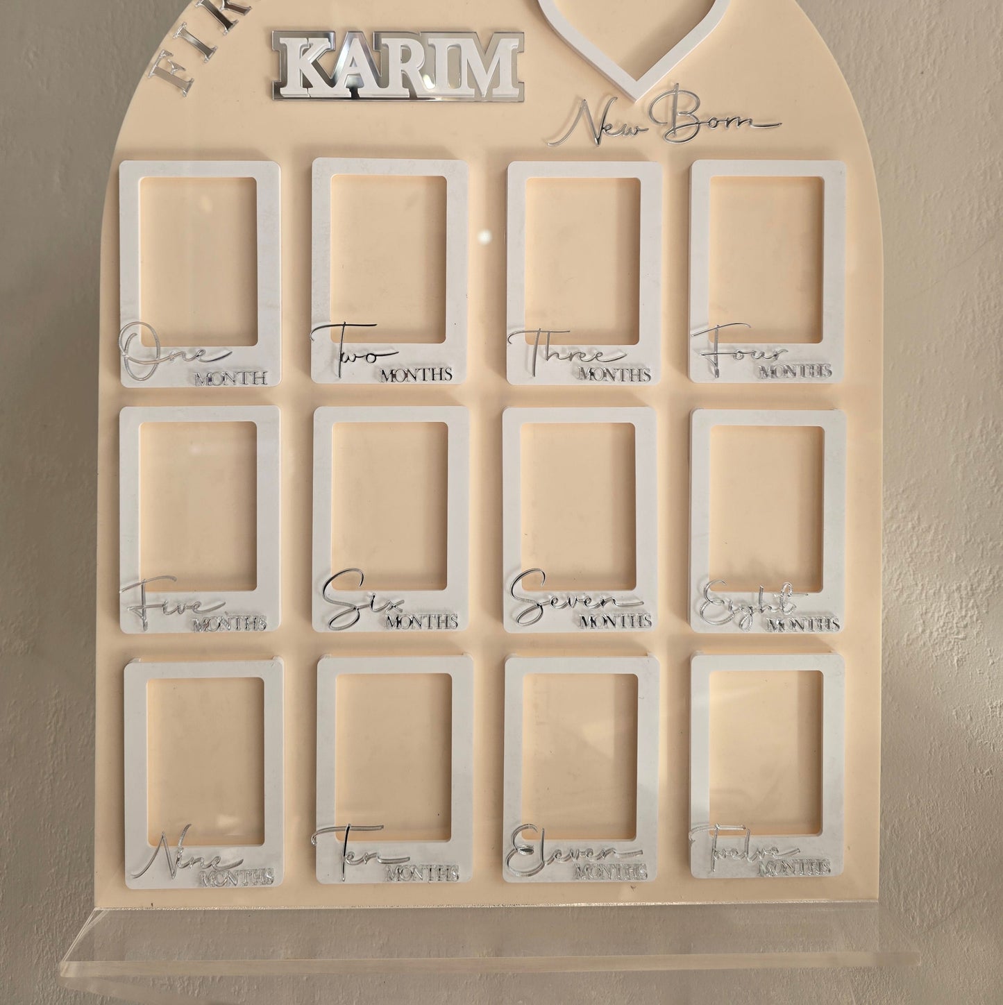 Personalized Baby First Year Acrylic Photo Frame – 12 Month Milestone Board