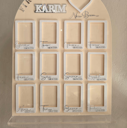 Personalized Baby First Year Acrylic Photo Frame – 12 Month Milestone Board
