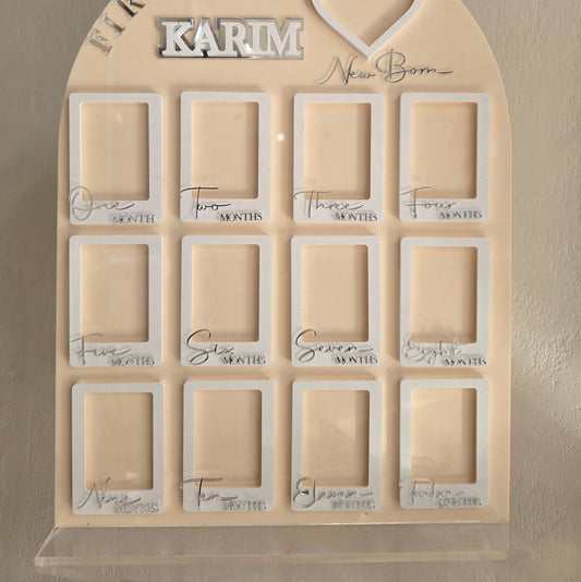 Personalized Baby First Year Acrylic Photo Frame – 12 Month Milestone Board