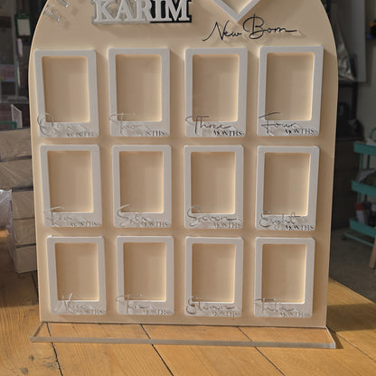 Personalized Baby First Year Acrylic Photo Frame – 12 Month Milestone Board