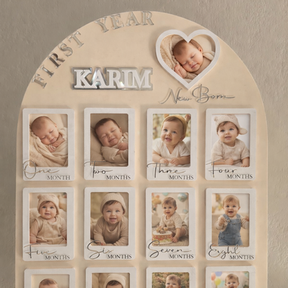 Personalized Baby First Year Acrylic Photo Frame – 12 Month Milestone Board