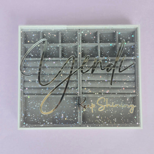 Double Jewelry Box – Plexi Glitter Finish with Velvet Interior